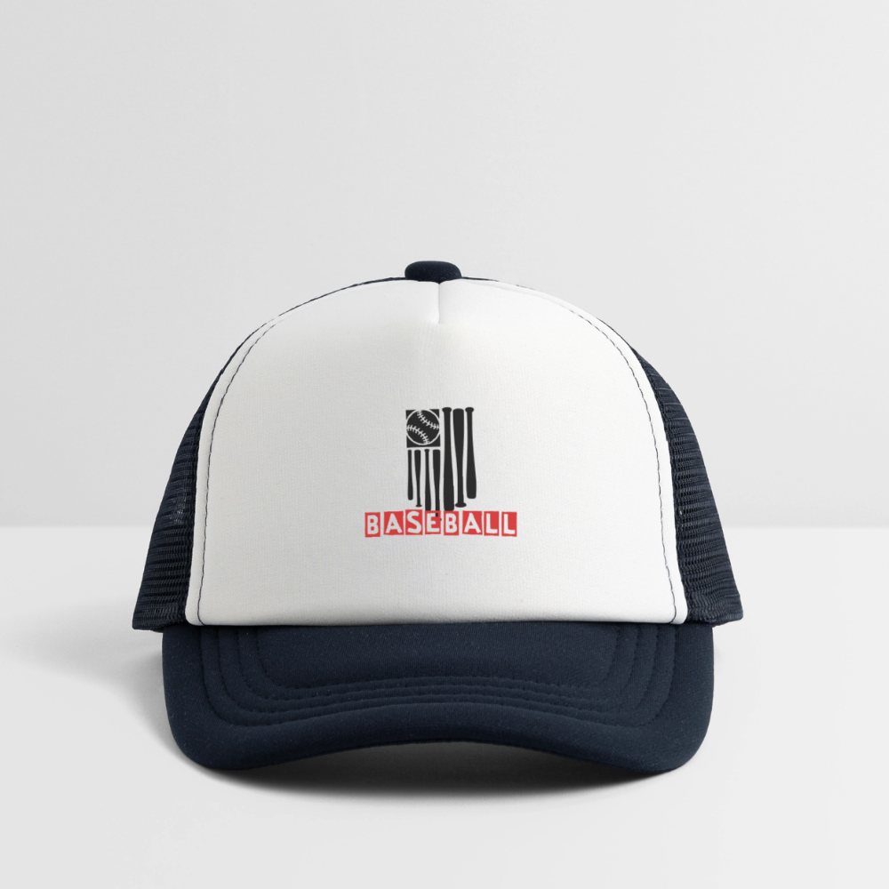 Kid's Baseball Flag Trucker Cap - white/navy