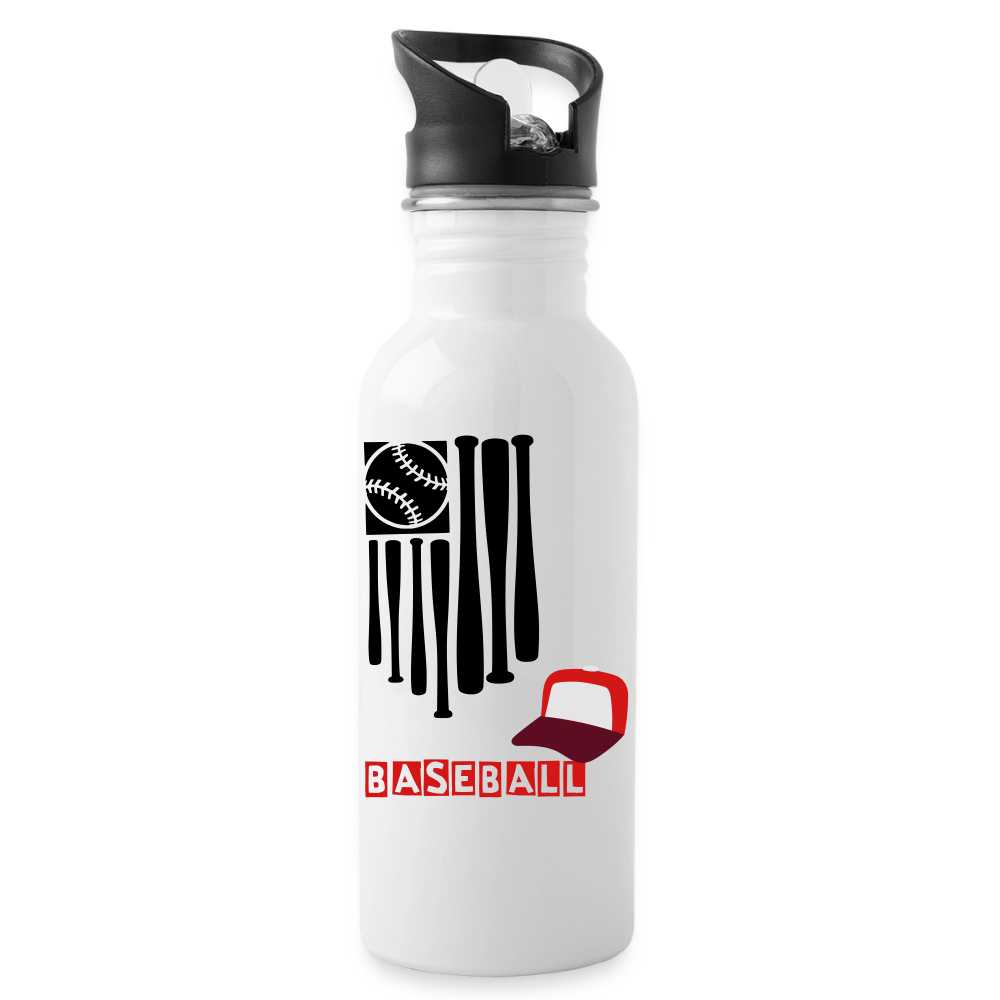 Child's Baseball Stainless Steel Water Bottle - white