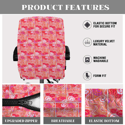 Orange Swirl Pattern Office Chair Cover (Made in USA)