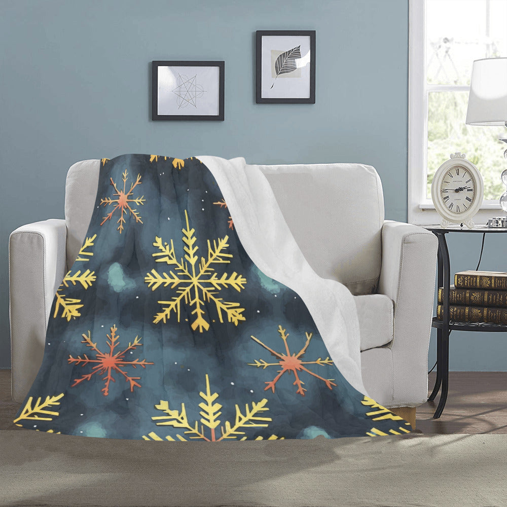 Snowflakes Green Ultra-Soft Micro Fleece Blanket (Made in USA)