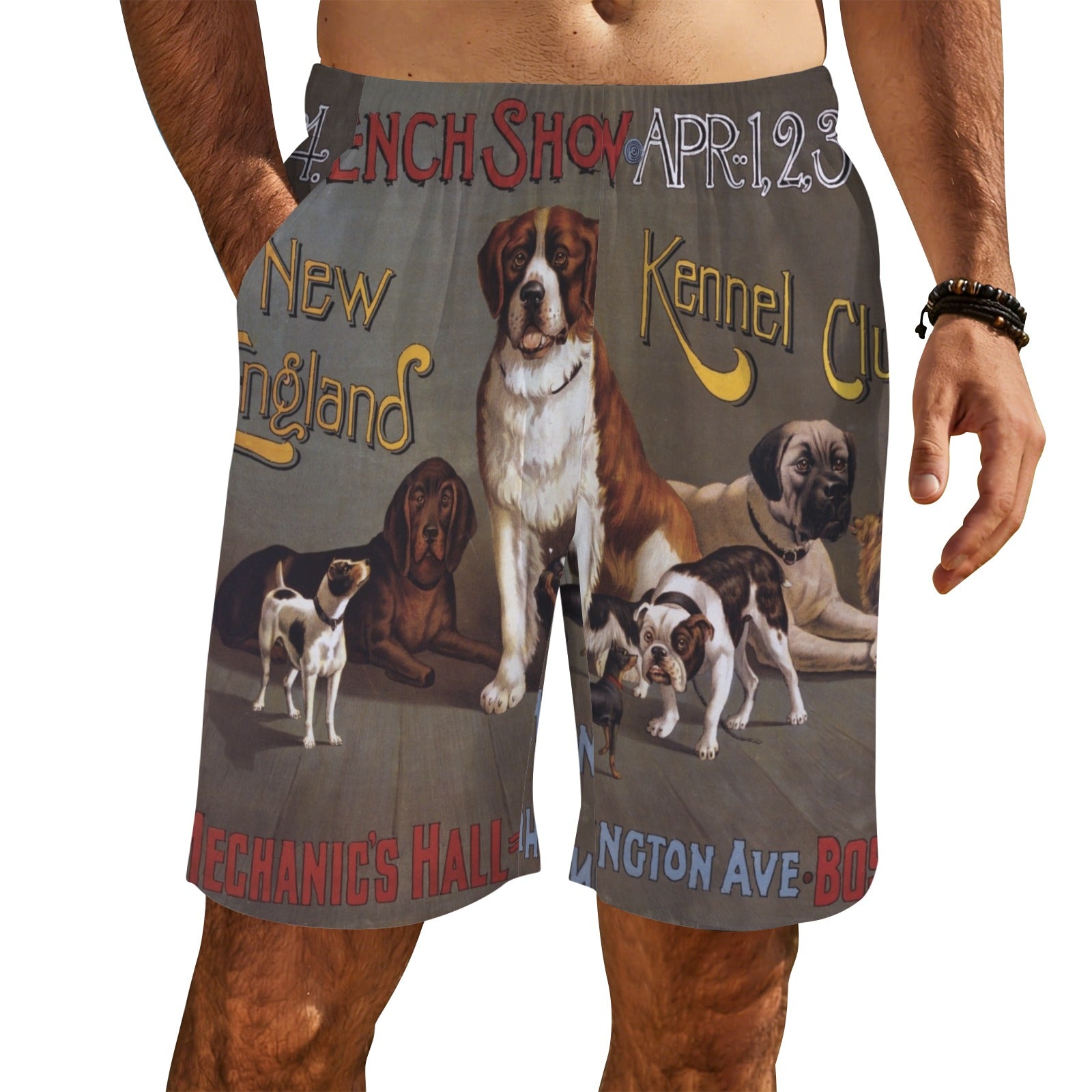 Vintage Dog Show Poster Men's All Over Print Swim Shorts | Ships from USA