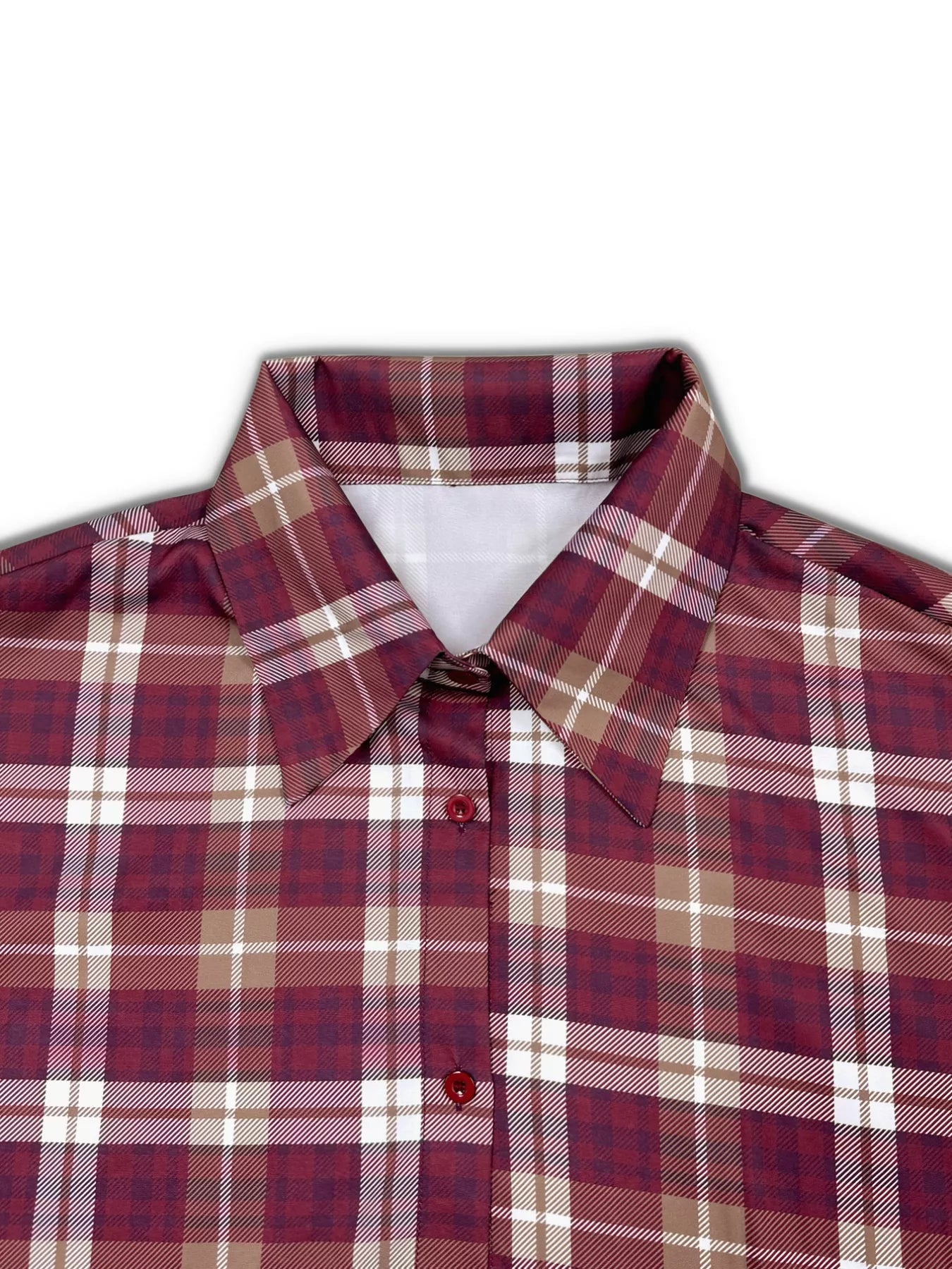 Plus Size Plaid Long Sleeve Mini Shirt Dress