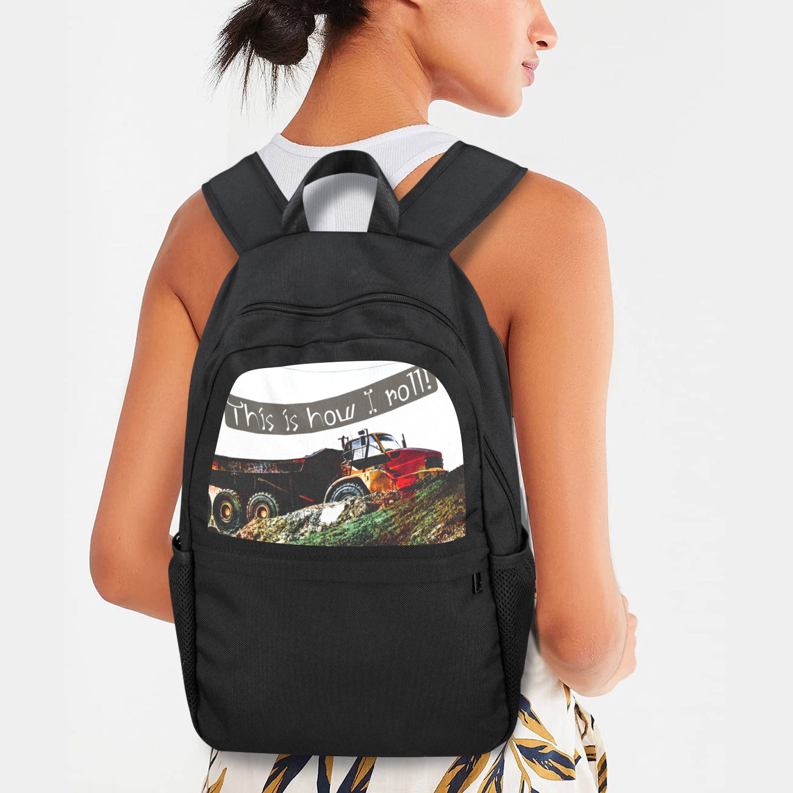 This is How I Roll Casual Backpack (Upper Part Printing) (Model 1753)