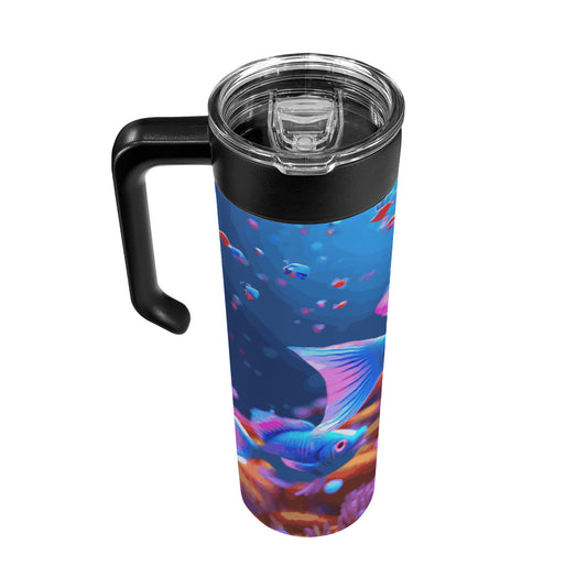 Blue Fish 600ml Insulated Water Bottle with Screw On Handle