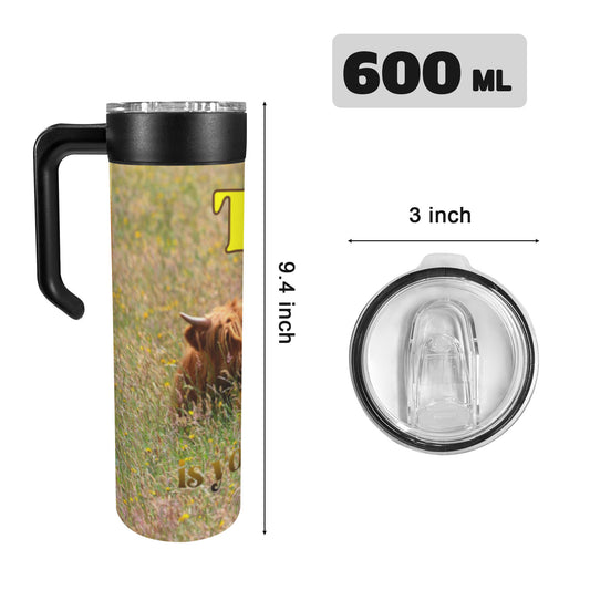 Today is Yours to Conquer Highland Cows 20oz Insulated Water Bottle with Screw On Handle