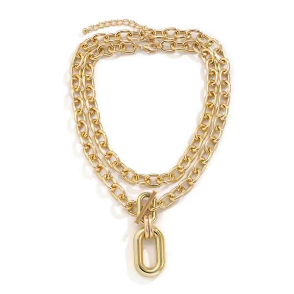 Geometric Chain Double Layer Necklace