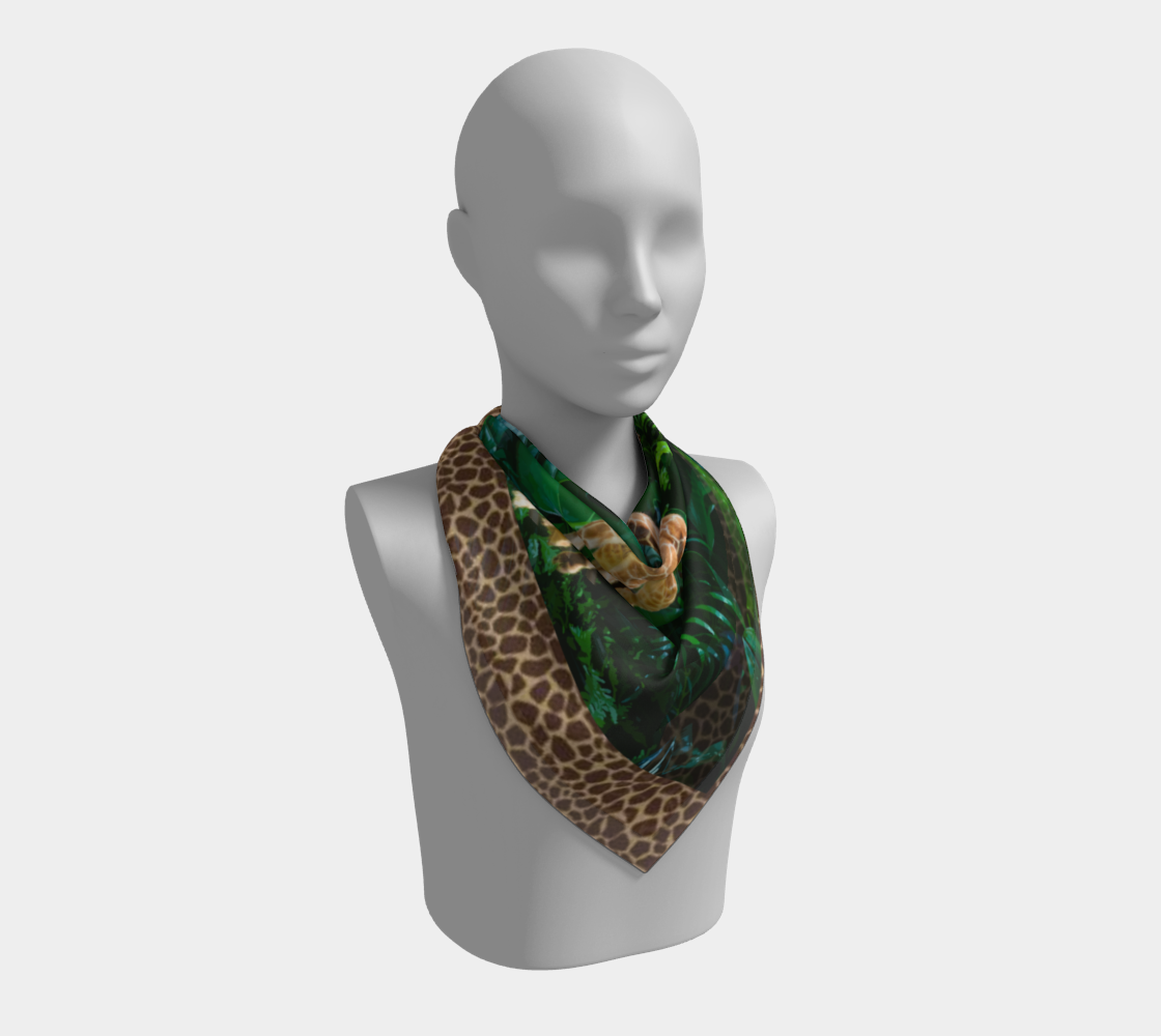 Tall Giraffe on Greenery Square Scarf