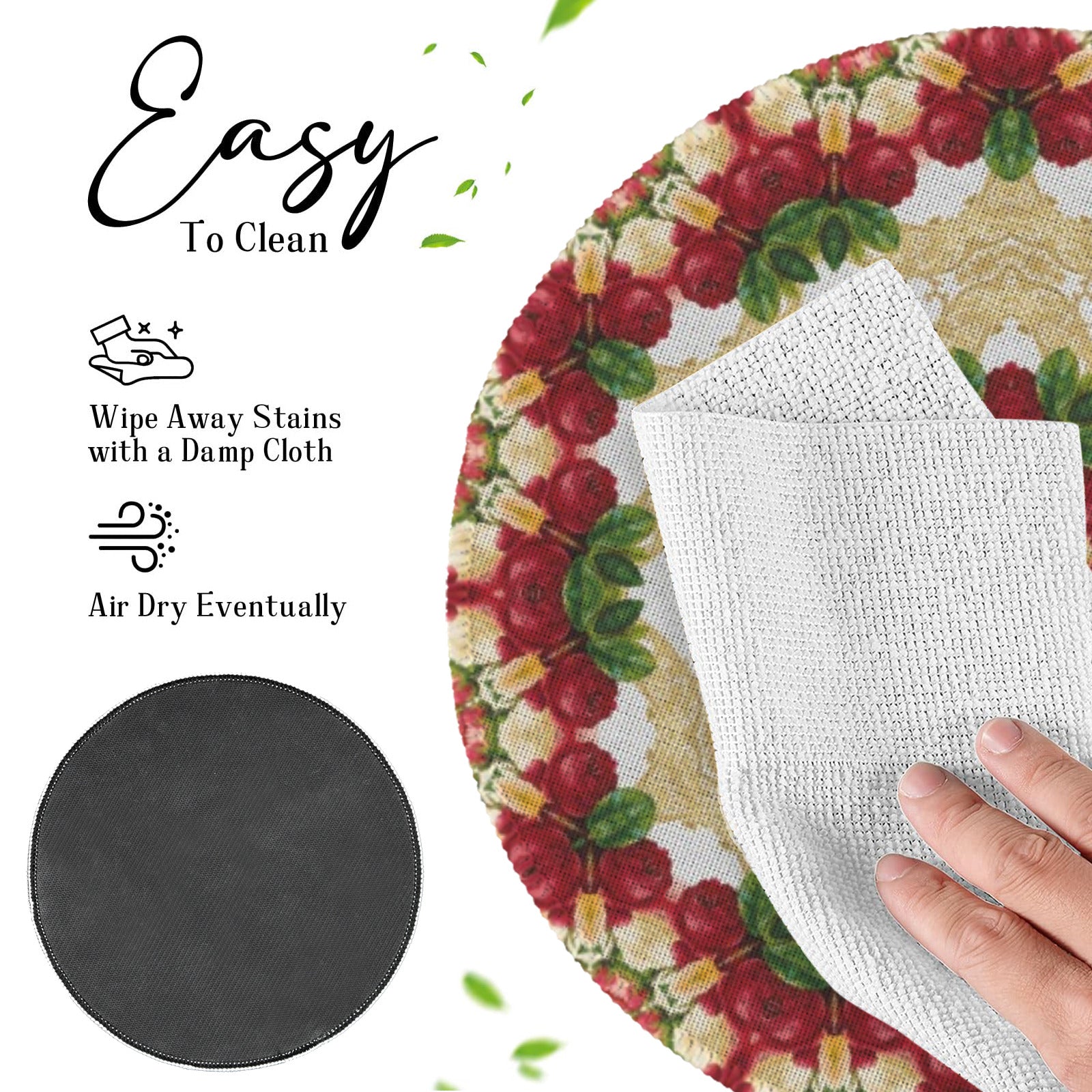 Christmas Floral Design Custom Round Placemat - 4 pack (Made in USA)