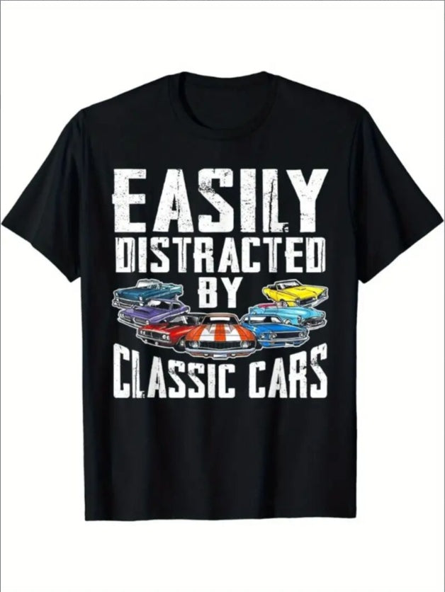 Men's Easily Distracted by Classic Cars Graphic T-shirt