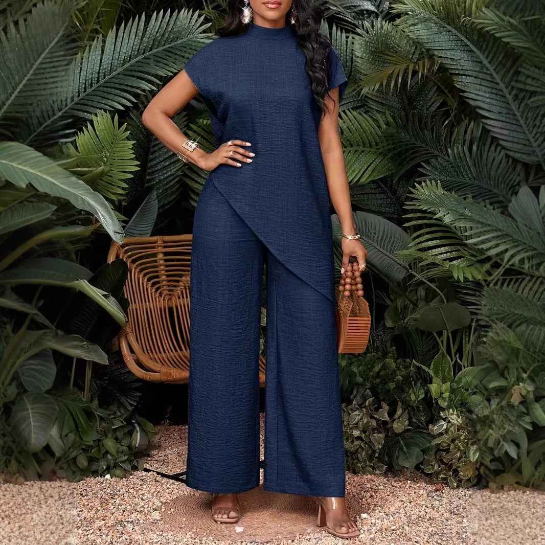 Asymmetrical Sleeveless Top & Pants Set – Women’s Two-Piece