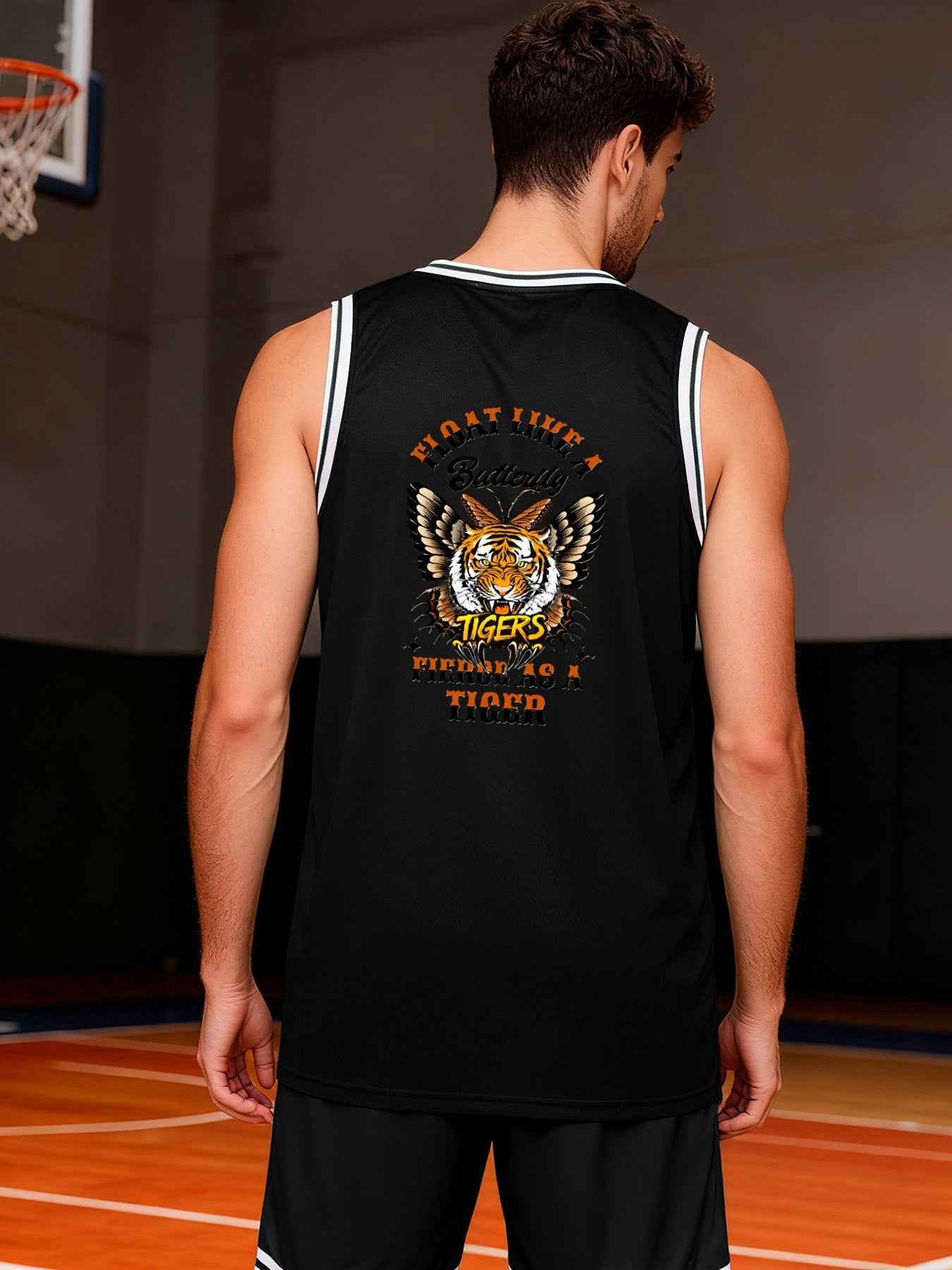 Float Like a Butterfly Fierce Tiger Adult Black Basketball Jersey | Ships From USA