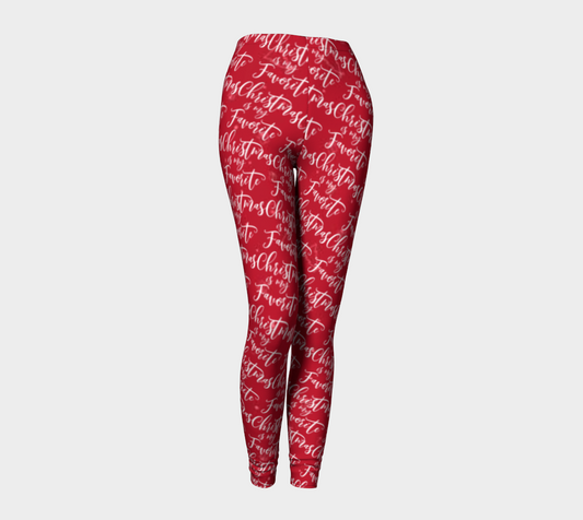 Christmas is My Favorite Time Red Printed Leggings