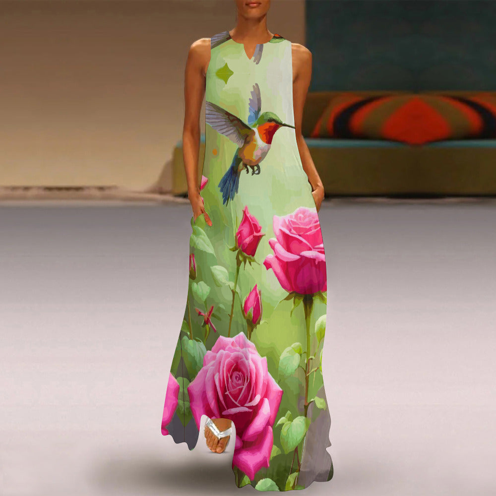 Women's Floral Designs Sleeveless Maxi Dress