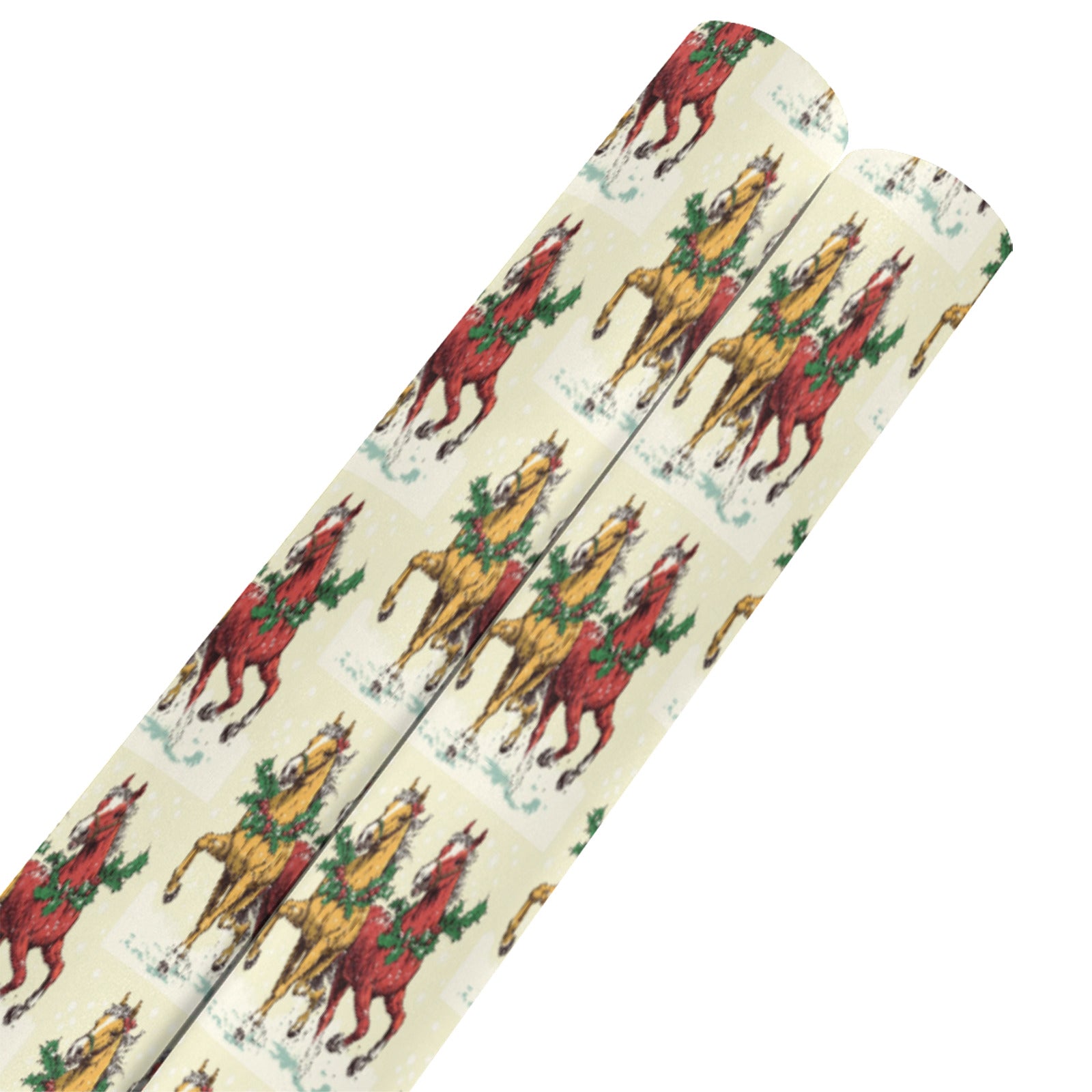 Horses at Christmas Custom Gift Wrapping Paper (Made in USA)