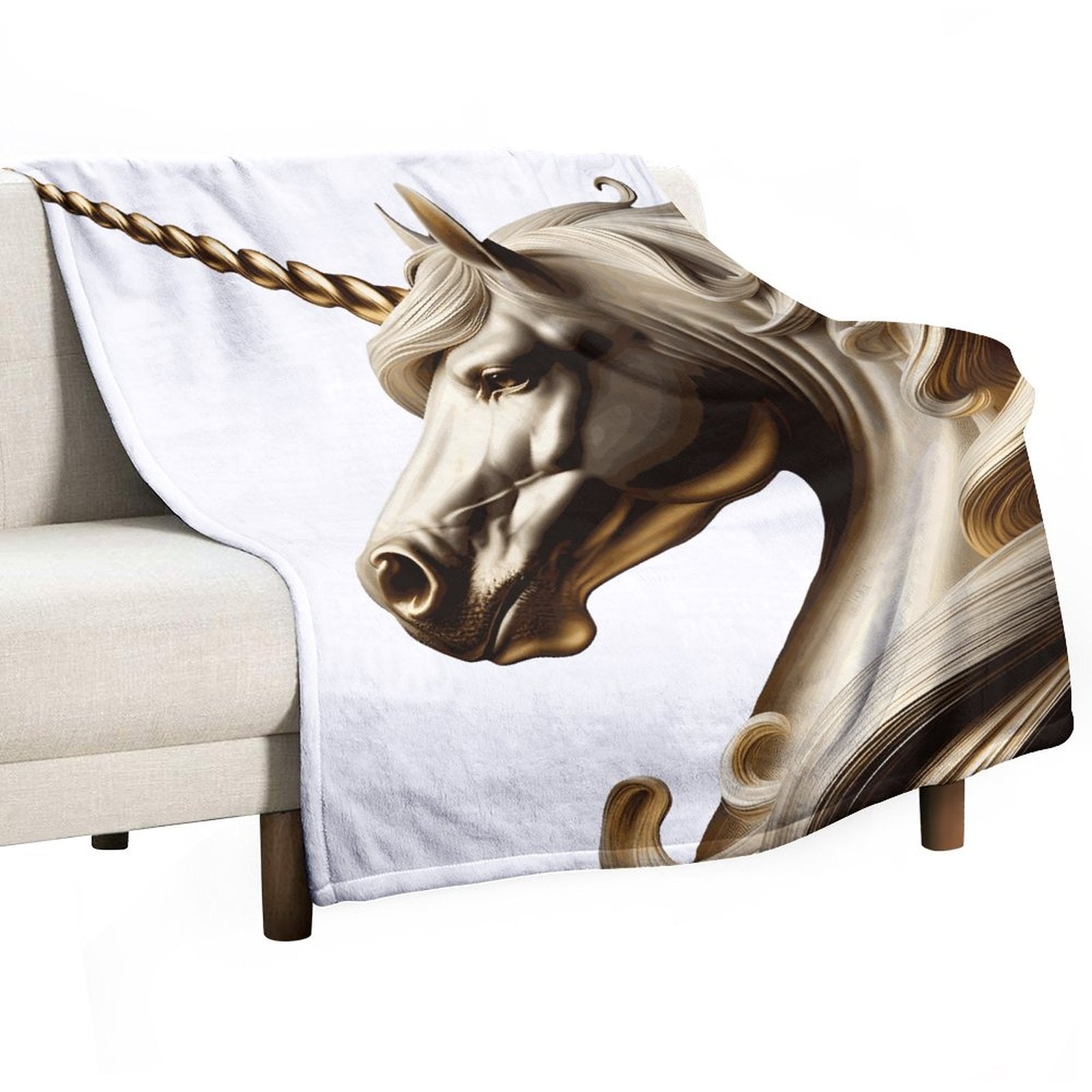 Golden Unicorn Flannel Throw Blanket for Bedroom - 30