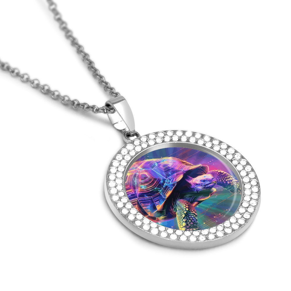 Printed Design Multicolored Diamond Pendant & Necklace