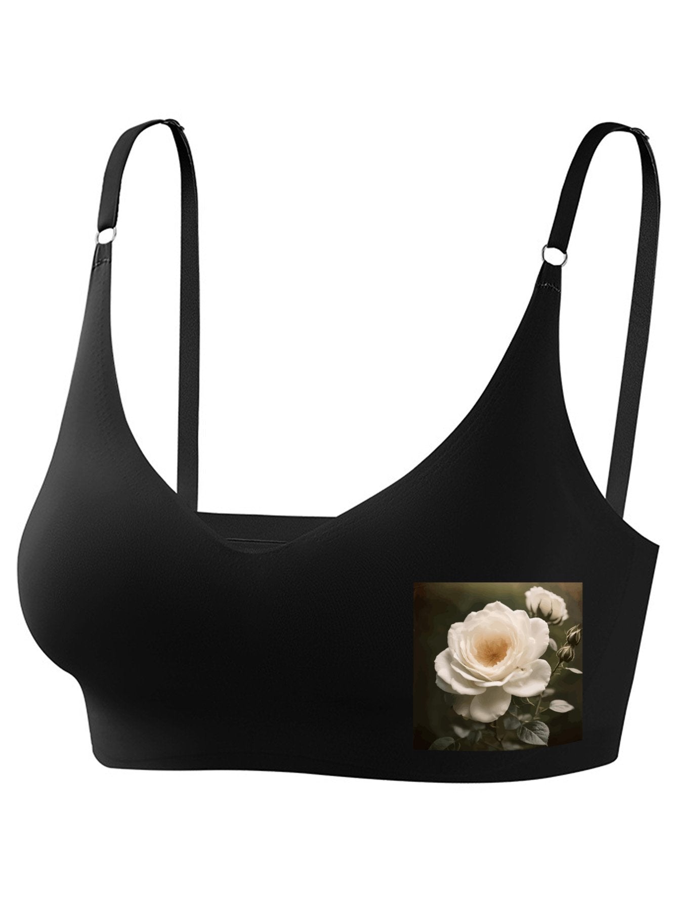 White Rose Seamless Bra for Women (Front Printing)
