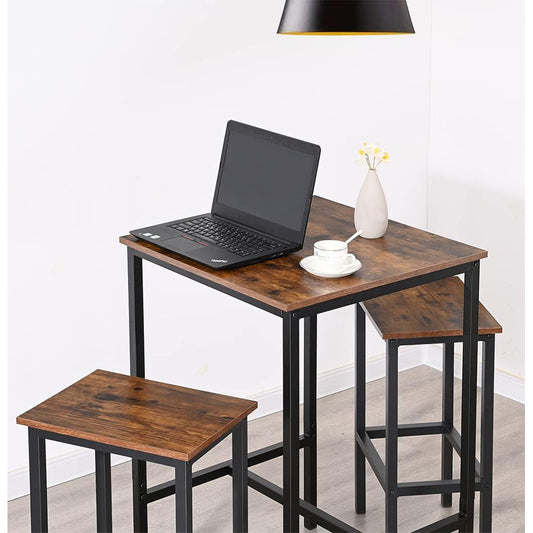 Industrial Bar Table Set with 2 Chairs_1