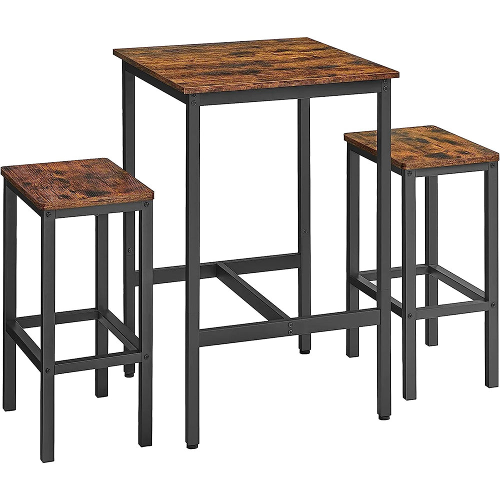 Industrial Bar Table Set with 2 Chairs_0