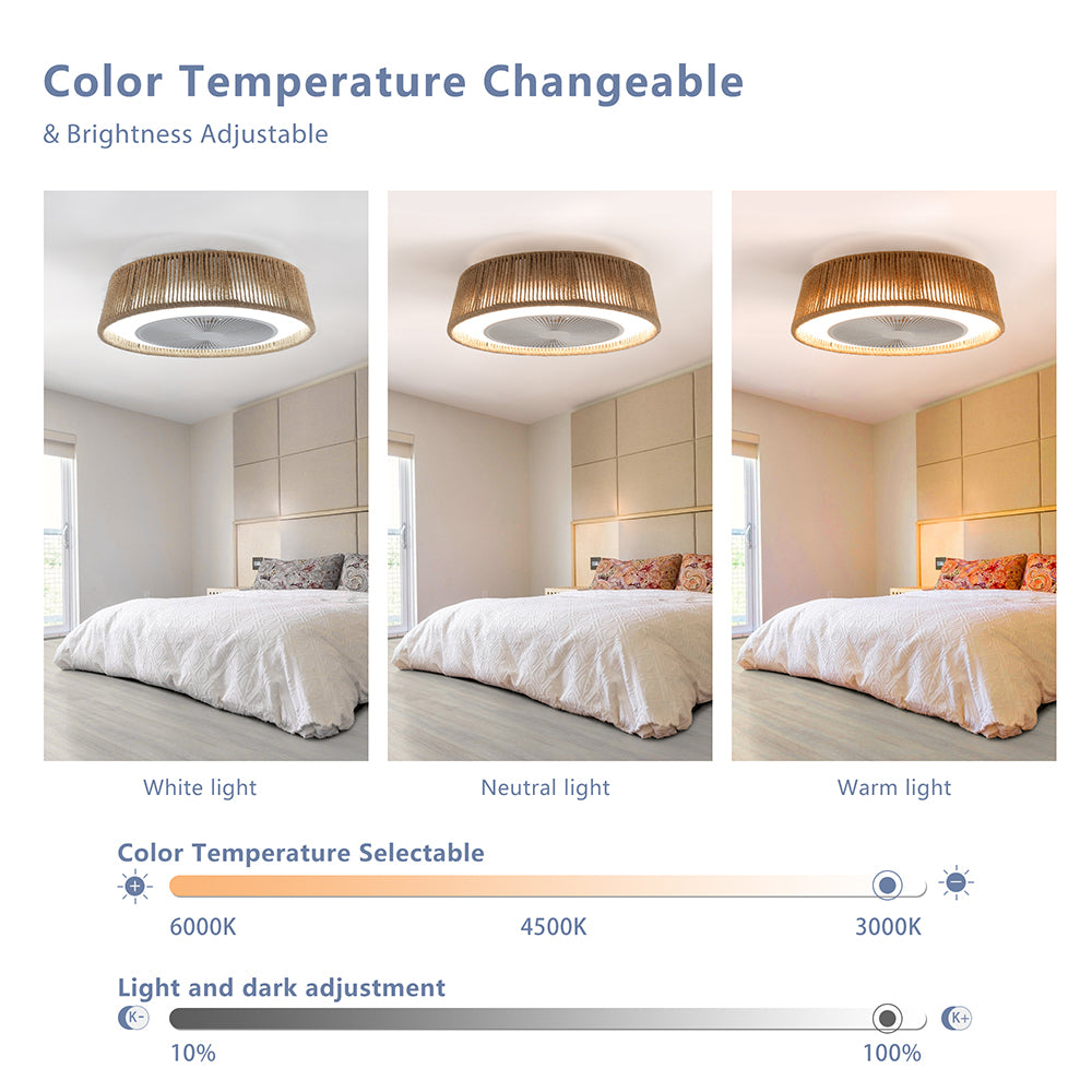 Bohemian LED Ceiling Fan Light - Dimmable with Remote_6