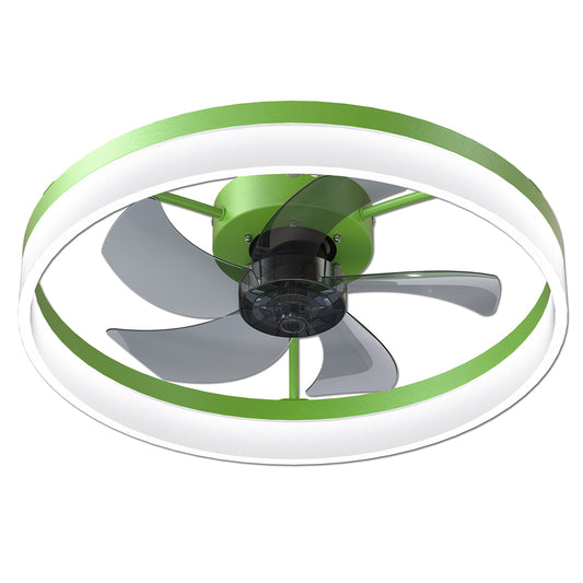 Slim Modern Ceiling Fan with Dimmable LED Light - Green_0