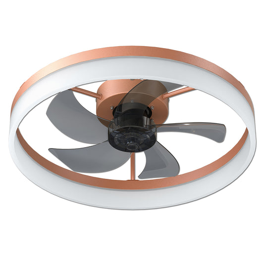 Rose Gold Modern Ceiling Fan with Dimmable LED Lights_0