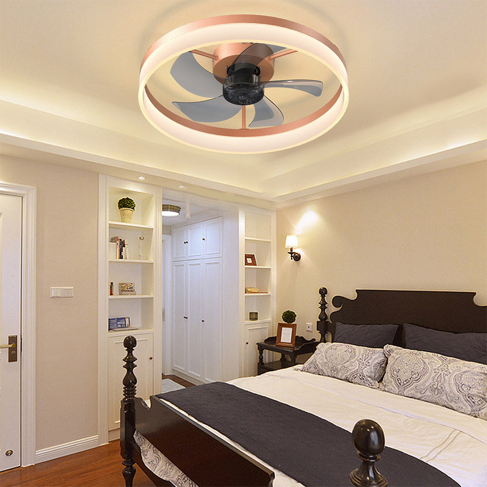 Rose Gold Modern Ceiling Fan with Dimmable LED Lights_3