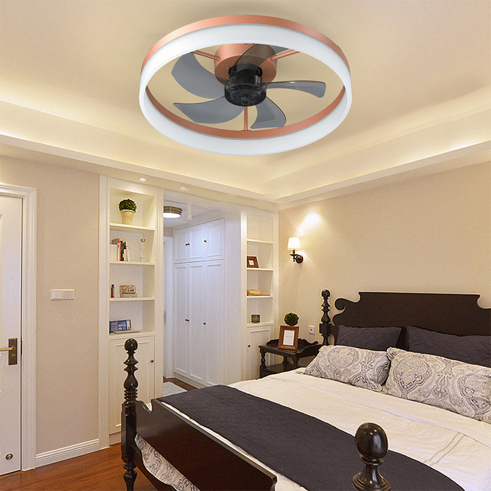 Rose Gold Modern Ceiling Fan with Dimmable LED Lights_2