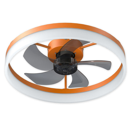 Modern Slim Ceiling Fan with Dimmable LED Lights - Orange_0
