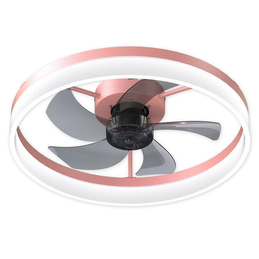 Modern Slim Ceiling Fan with Dimmable LED Lights - Pink_0