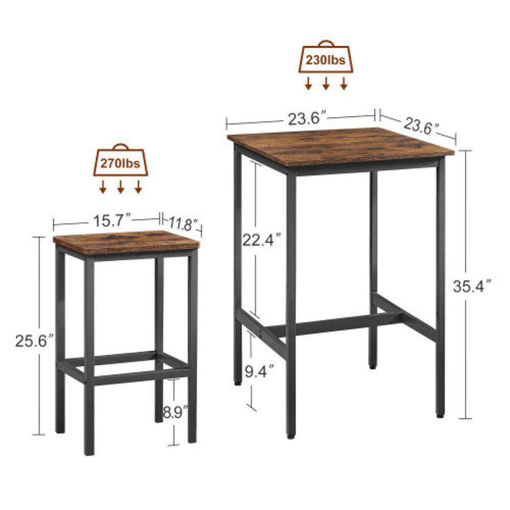 Industrial Bar Table Set with 2 Chairs_6