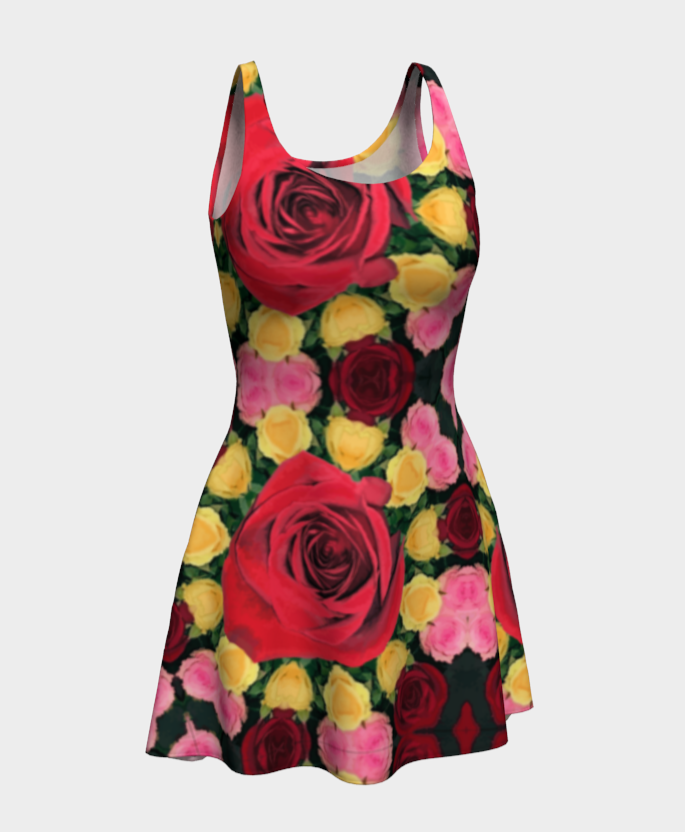 Women's Red Rose Flared Dress Bundle