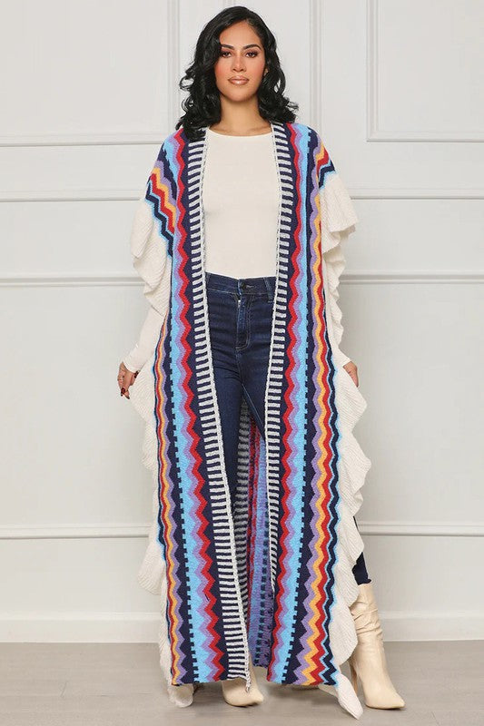 Women's Colorful Fashion Long Sweater Cardigan