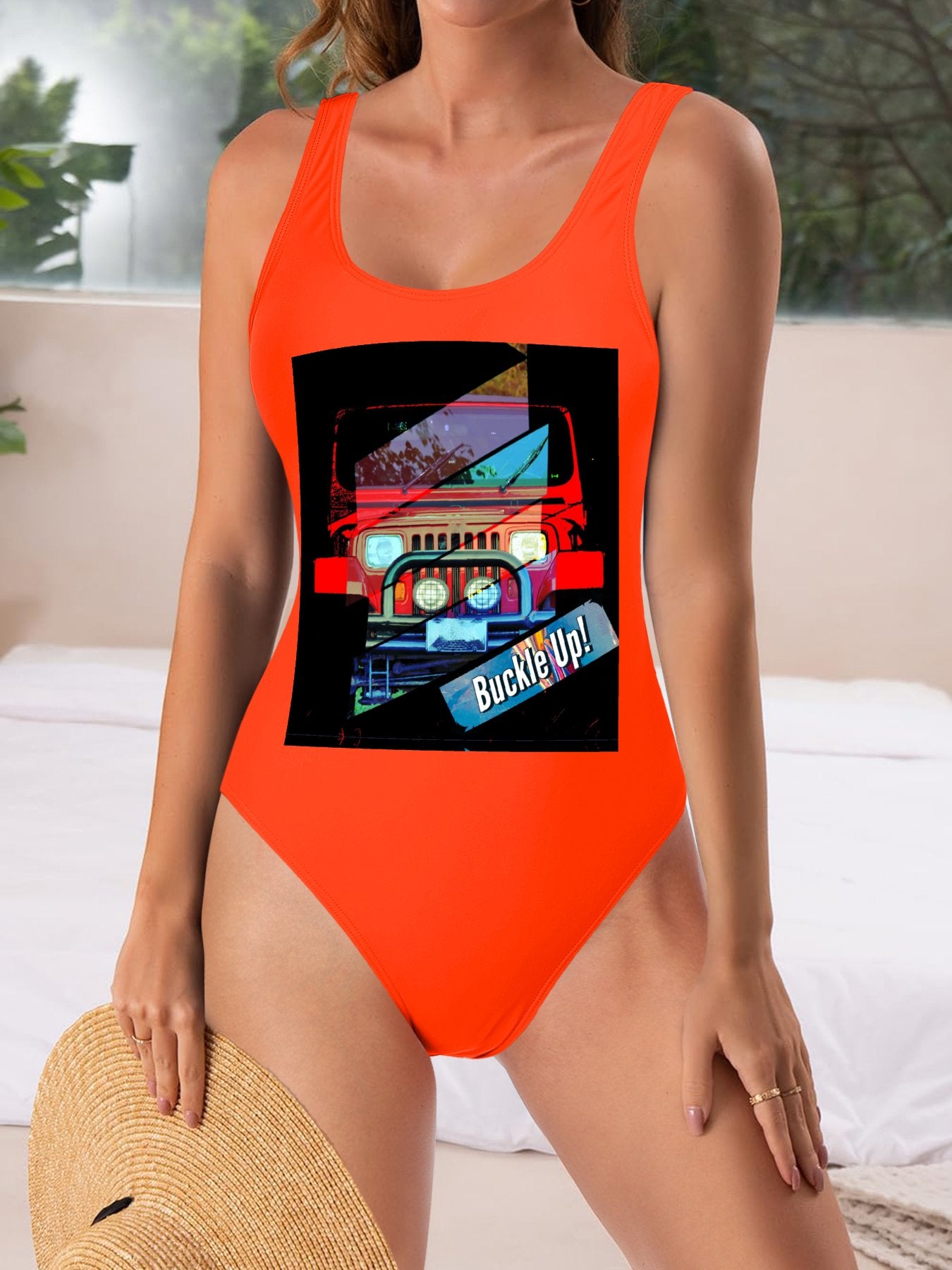 Buckle Up! 4-wheel Drive Athletic Strap One-Piece Swimsuit for Women