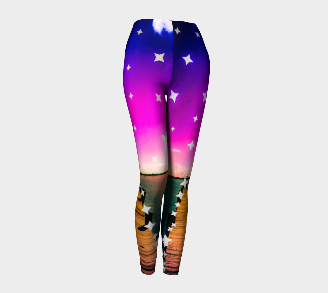 Starry Night on Dock of the Bay Long Printed Yoga Pants