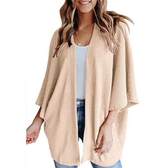 Women's Bat Sleeve Waffle Gerson Cardigan Sweater