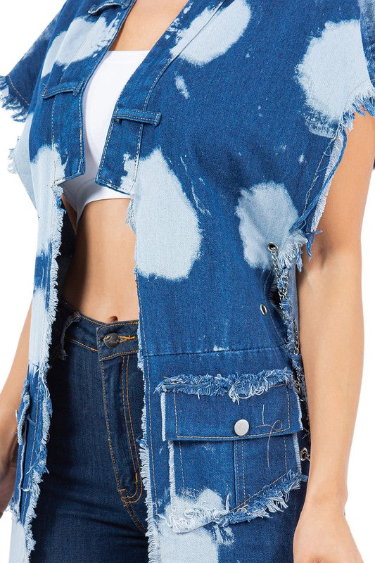 Women's Fashion Denim Long Vest