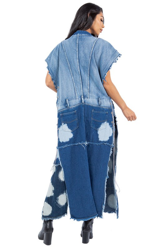 Women's Fashion Denim Long Vest