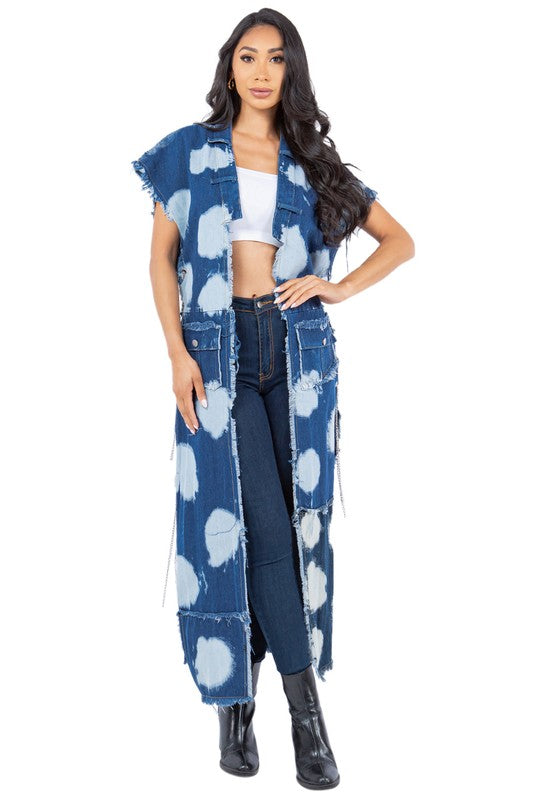 Women's Fashion Denim Long Vest