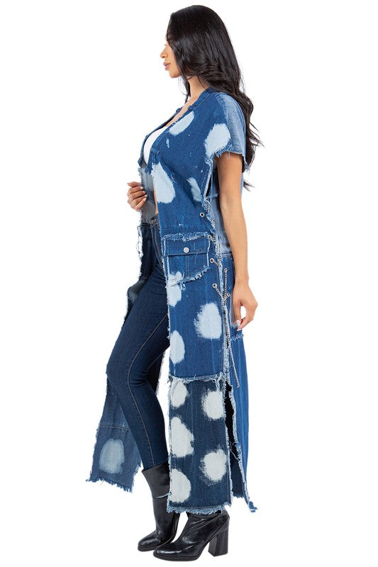 Women's Fashion Denim Long Vest