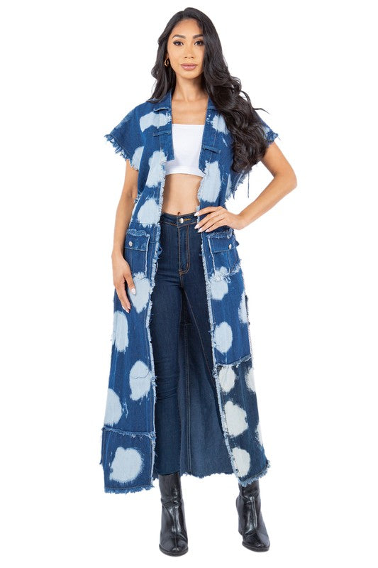 Women's Fashion Denim Long Vest