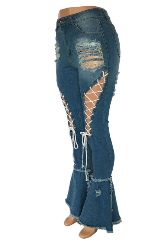 Women's Fashion Cut Off Look Denim Jeans