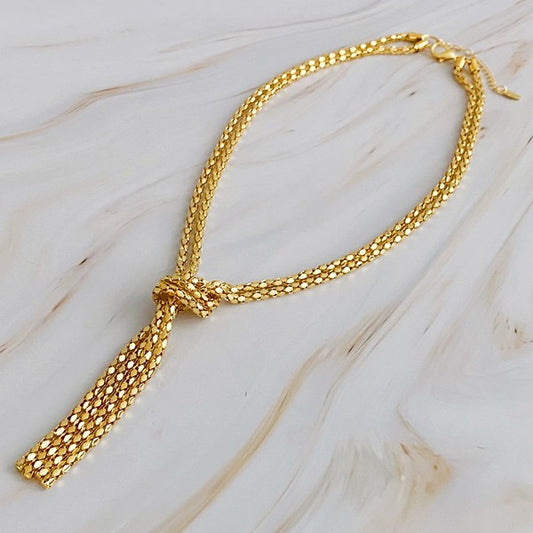 Wow Y Drop Gold Tone Chain Necklace