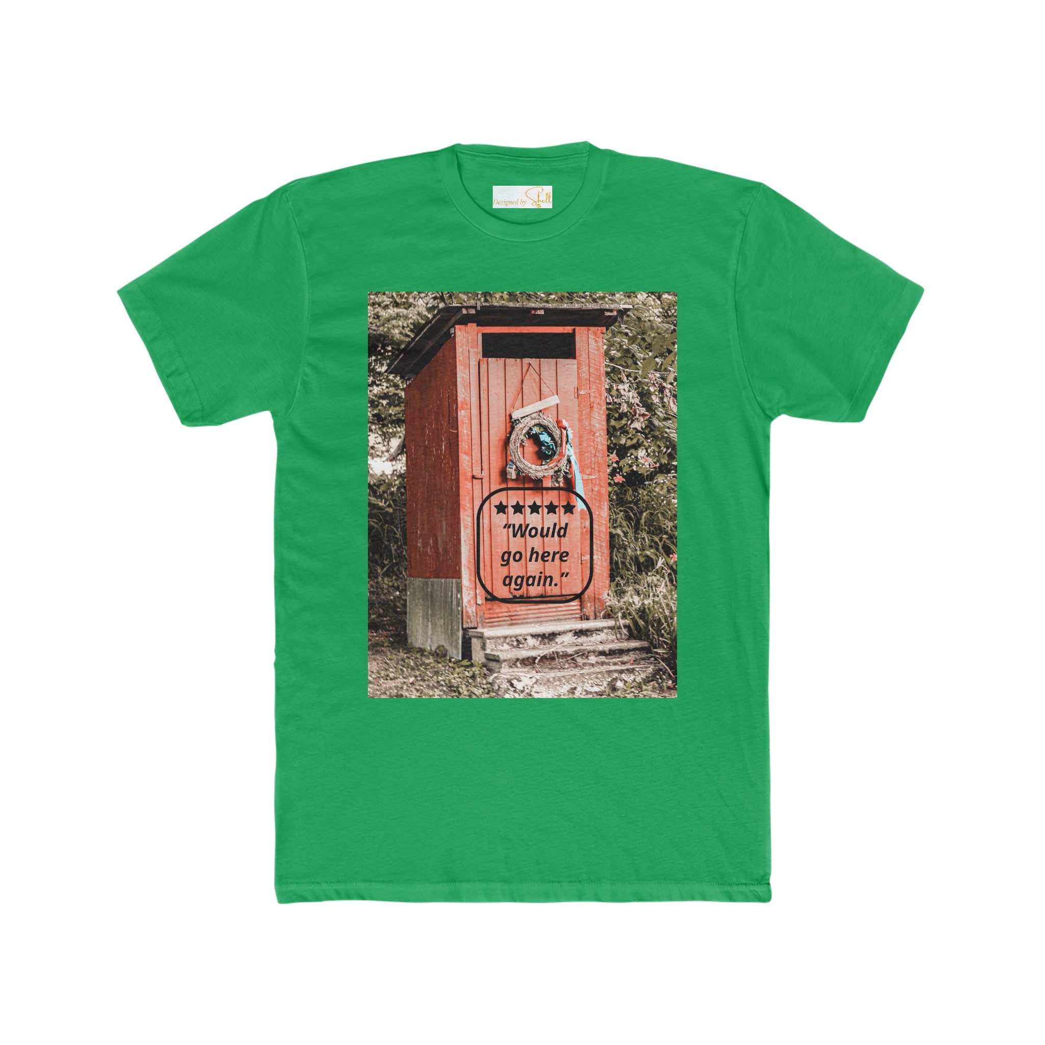 Men's Funny Outhouse with 5-star Rating Cotton T-shirt up to 5XL