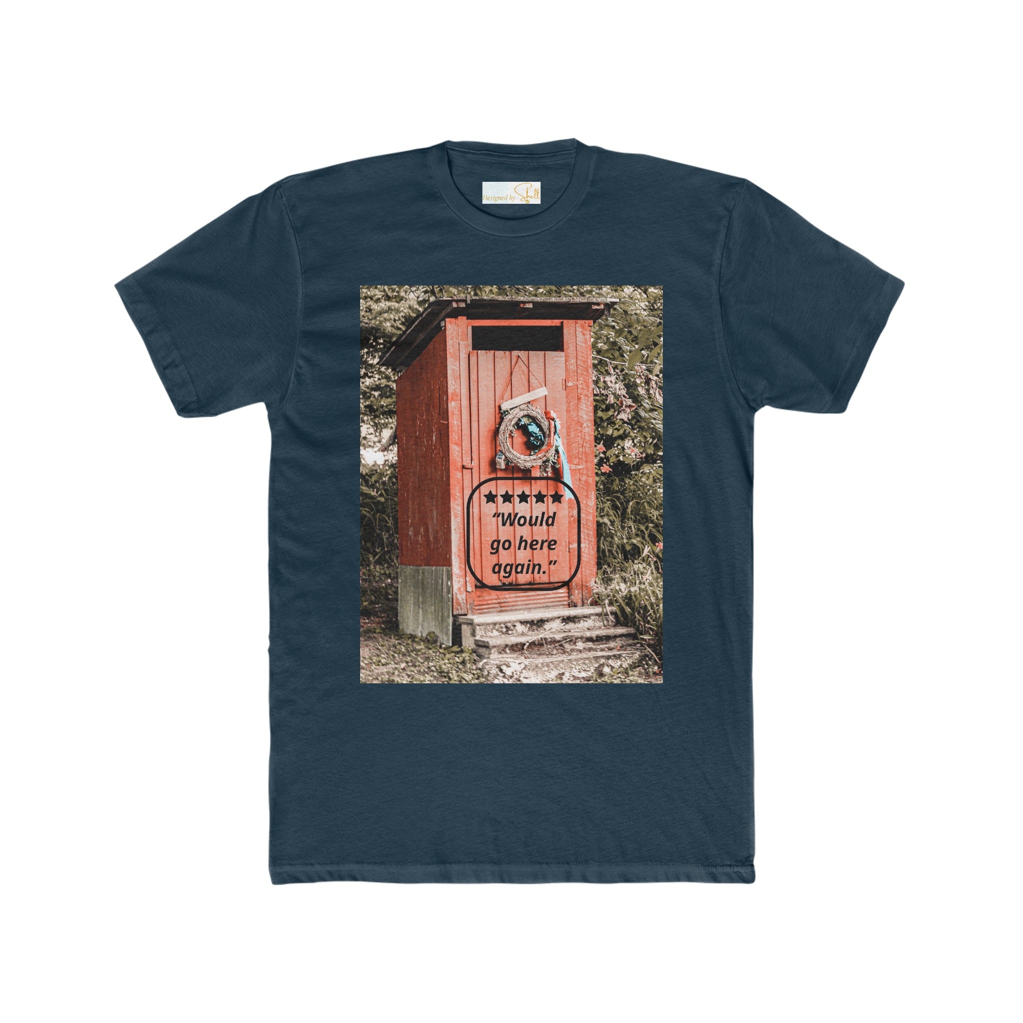 Men's Funny Outhouse with 5-star Rating Cotton T-shirt up to 5XL