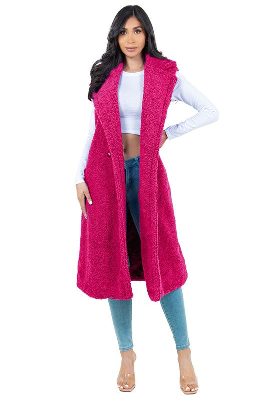 Women's Fashion Teddy Fleece Long Vest