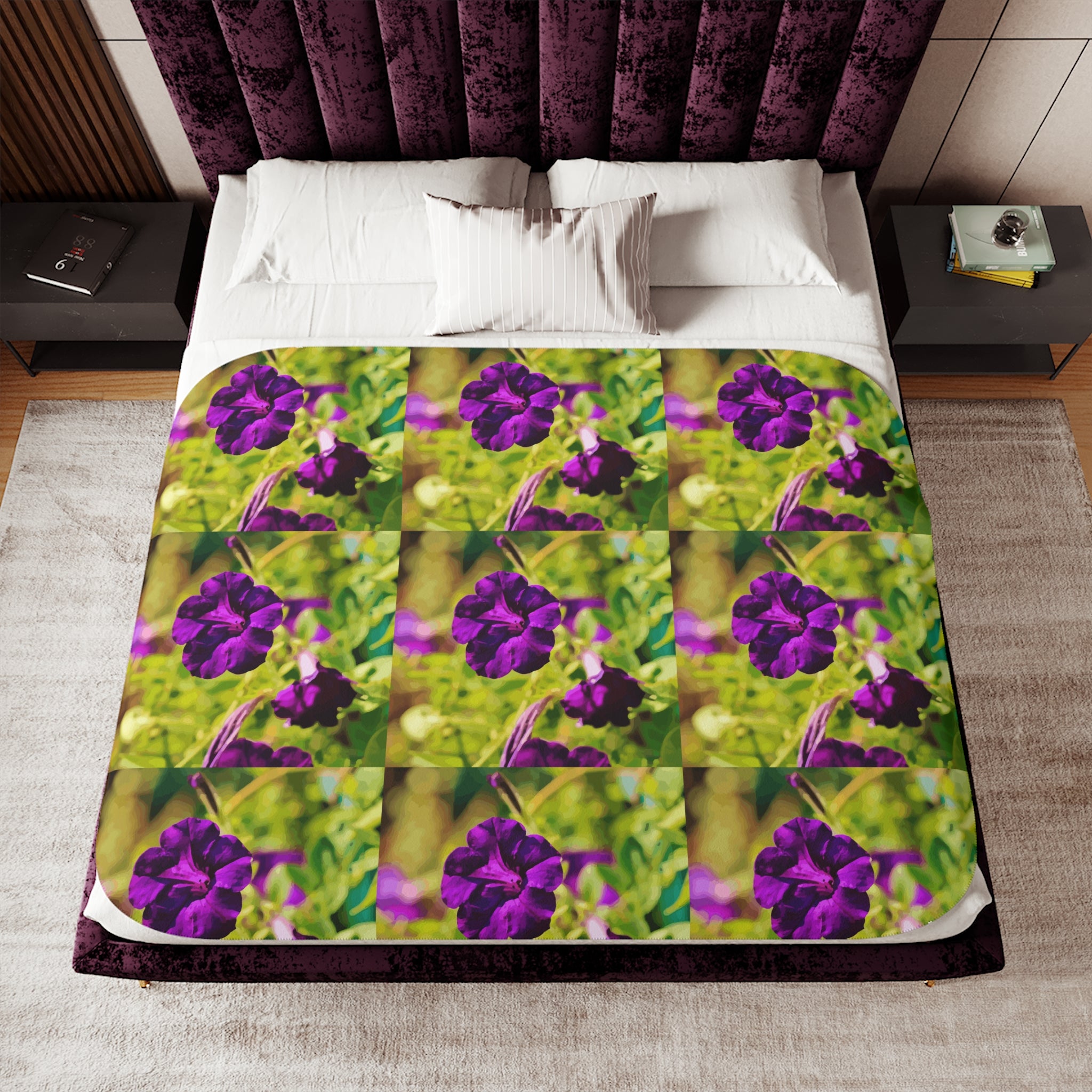Couverture Sherpa Fleurs violettes chaudes