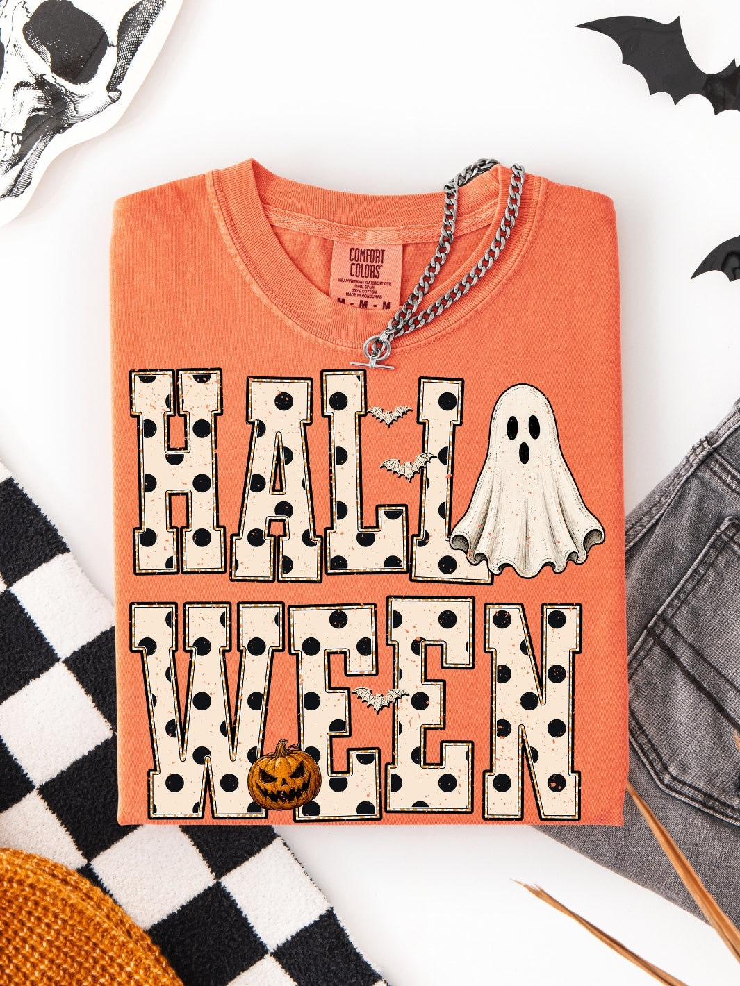 Retro Halloween Dots Comfort Colors Graphic Tee