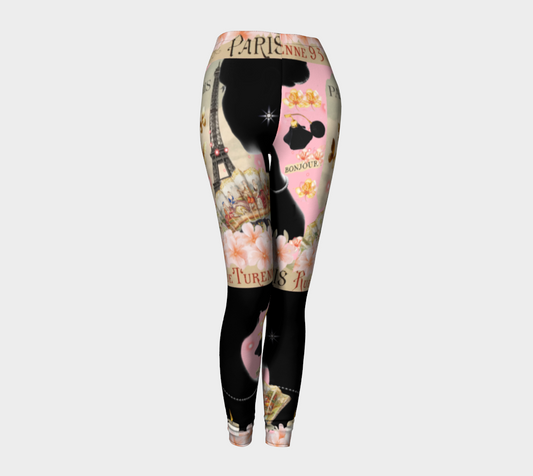 French Model Eiffel Tower Printed Long Yoga Leggings