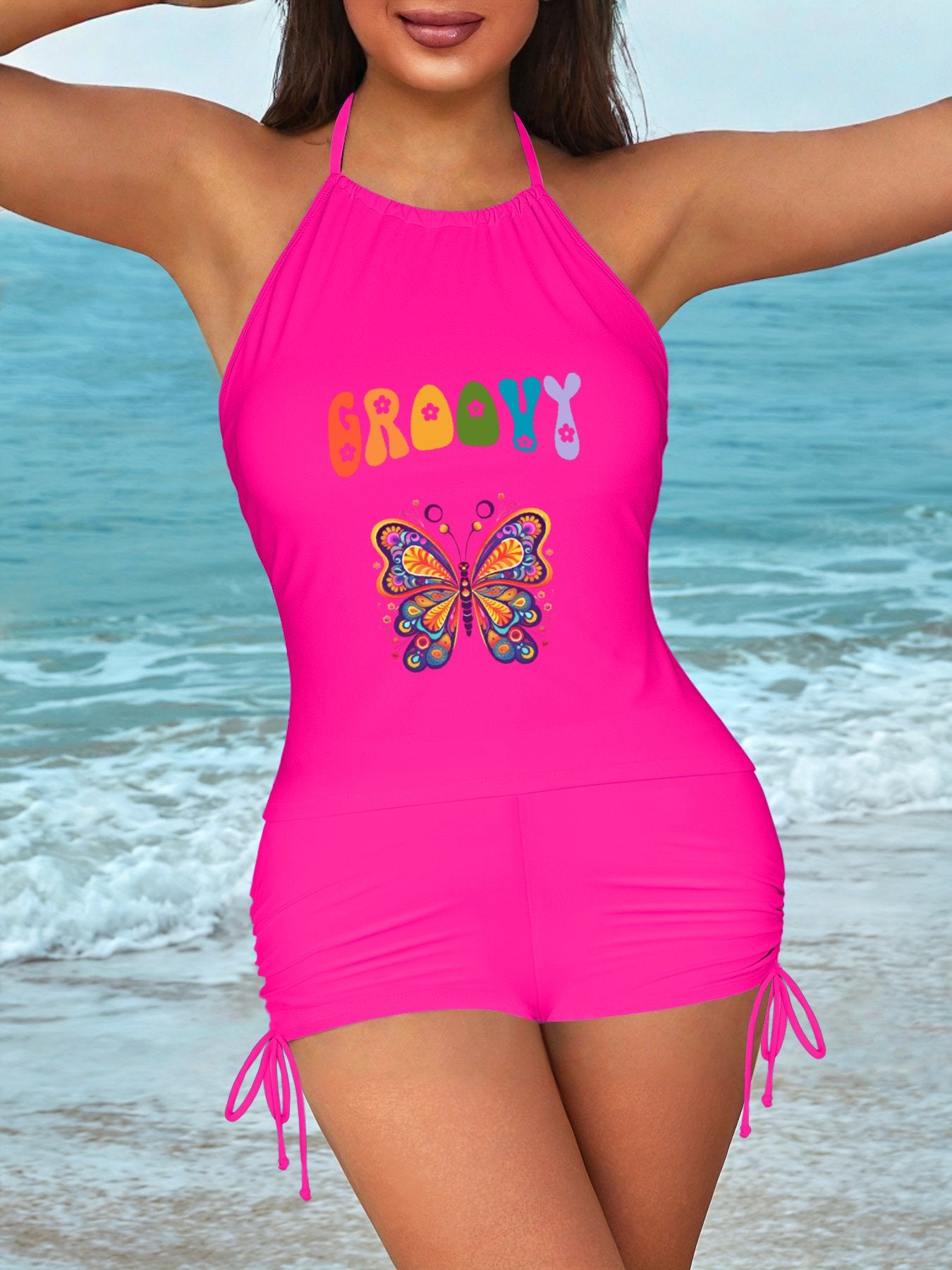 Groovy Butterfly Tankini Swimsuit with Shorts for Women (Made in the USA)